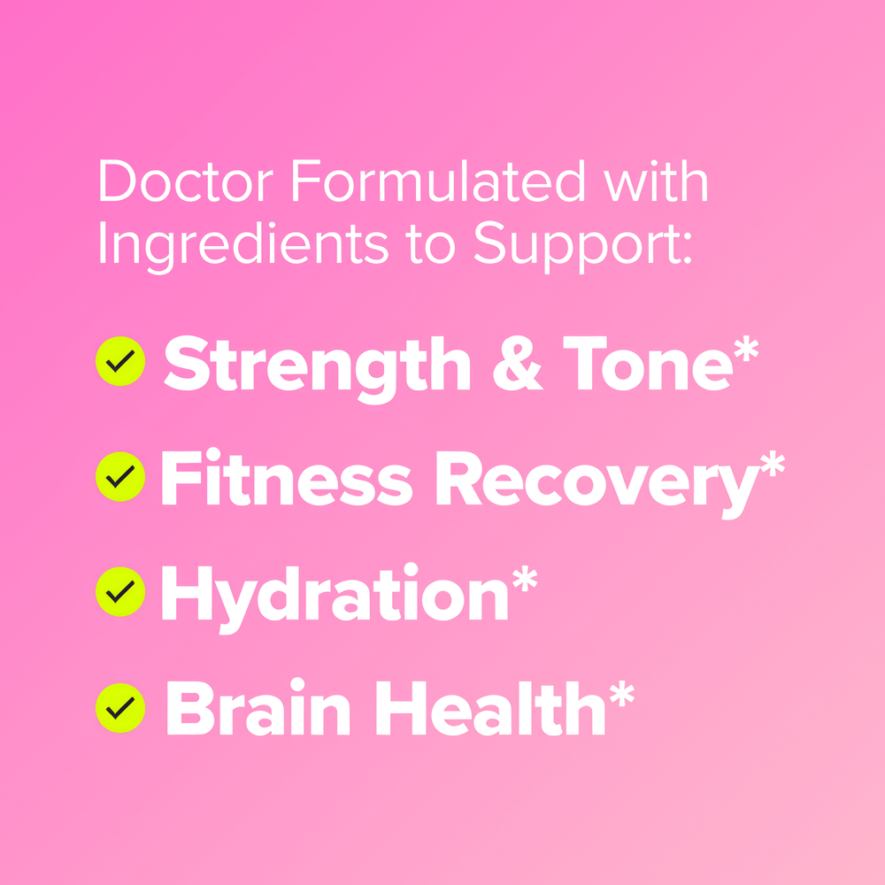 Supports strength & tone, fitness recovery, hydration and brain health
